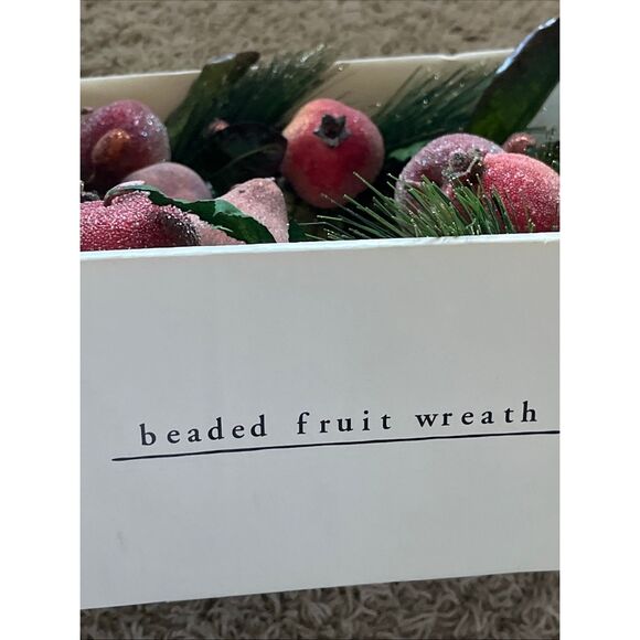 NIB Pier 1 Imports Glitter Beaded Fruit Christmas Wreath - Picture 5 of 8